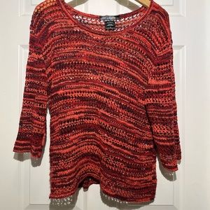 Red cable knit sweater
